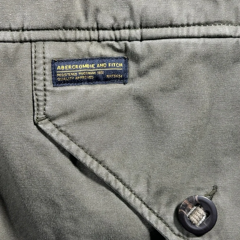 Abercrombie & Fitch Sherpa Lined Military Parka Olive Green Hooded Mens M - Picture 3 of 11